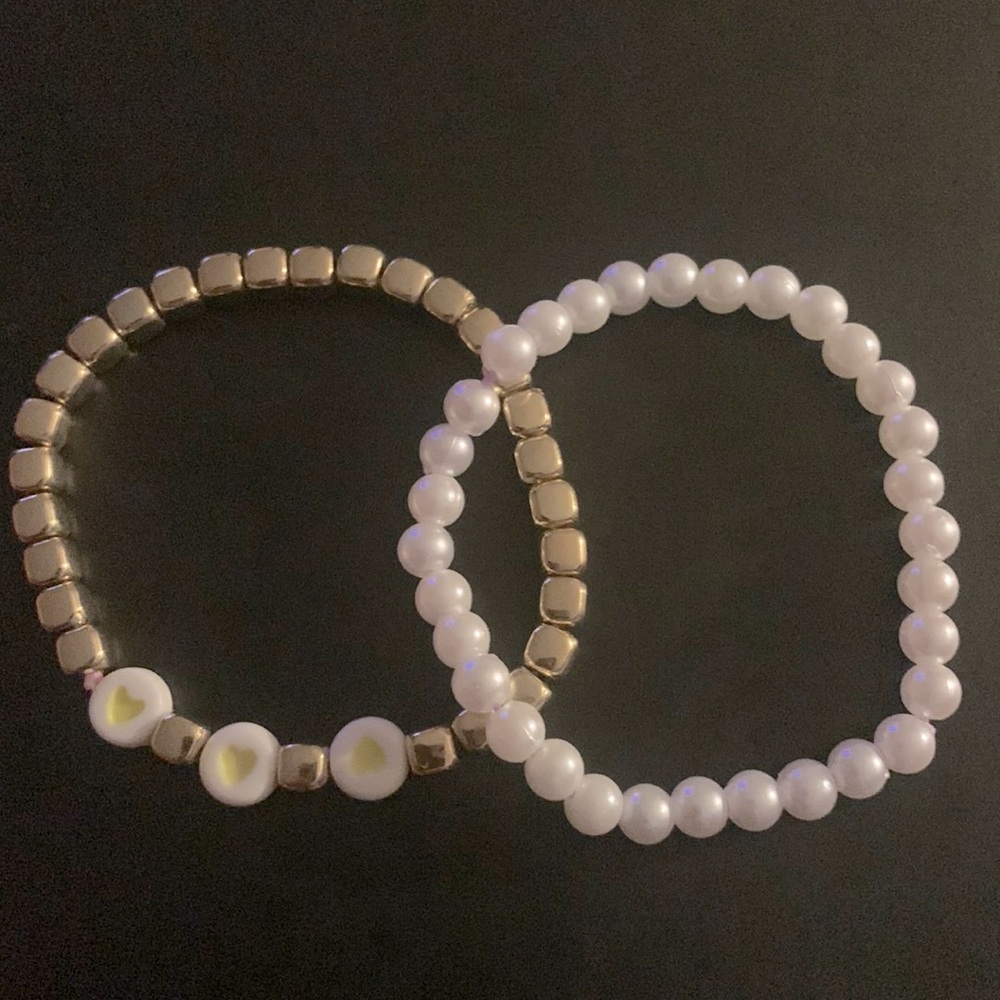 Gold and white pearl bracelets